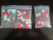 WOODEN SHAPED BUTTONS - 275 PIECES - SNOW FLAKE, RED TREE, GREEN TREE - NEW
