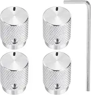uxcell 4 Pcs Aluminium Potentiometer Knobs, 1/4"(6mm) IDx1/2(12.5mm) ODx5/8(16mm) Height Universal Volume Tone Control Knobs for Guitar, Bass, Oval Indicator, Bright Silver