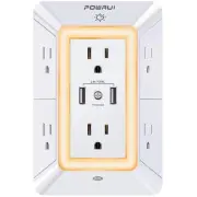 USB Wall Charger, Surge Protector, 6-Outlet Extender with 2 USB Charging Port...