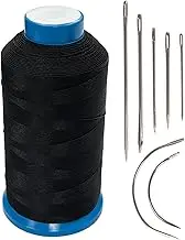 Haobase Bonded Nylon Sewing Thread 1500 Yard T70#69 for Leather, Bag, Shoes, Canvas, Upholstery with Sewing Needles Kit (Black)