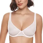 [INLYRIC] Women's Mesh Balconette Bra Sexy Demi Supportive Comfortable Seamless Underwire Unlined Sheer Bras