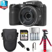 Kodak PIXPRO AZ255 Digital Camera (Black) + Tripod + Case+ 1 Yr Warranty