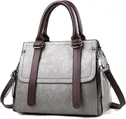[NICOLE & DORIS] Women Top Handle Bag Vintage Shoulder Bag Ladies Handbags Designer Crossbody Bag PU Leather Work Bag Clutch Bag Medium Size