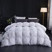 Three Geese King Size Duvet,Goose Feather Down Duvet Heavy Warm Winter 13.5 Tog, 100% Organic Cotton Cover, Double Quilt Bed Comforter (White)
