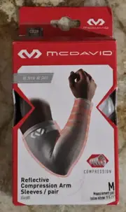MCDAVID Reflective Compression Ultr Silver Basketball Arm Sleeve Pair NEW Mens S