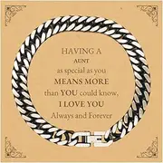[Generic] Aunt Cuban Link Chain Bracelet - Always and Forever, Special Gifts for Christmas, Birthday, Graduation, I Love You Always and Forever, Unique and Inspirational, Small, Silver Plated Zinc, Cubic