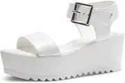 [Herstyle] Womens's Carita-Open Toe Ankle Strap Platform Wedge