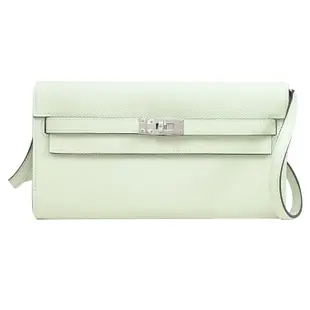 HERMES Kelly To Go 經典轉釦翻蓋斜背包/長夾.氣泡綠