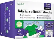 Soulink Fabric Softener Sheets for Washing Machine, No Plastic Jug Soap Strips, Alternative to Fabric Softener Liquid and Pods, Lavender Scent, Up to 240 Loads