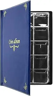 CenterZ 150 Pockets Coin Album, Penny Collecting Book, Souvenir Coins Collection Holder, Ideal for Pressed Pennies Passport, Hobby Coin Collector, Money Specie Display Storage Case (English, Blue)