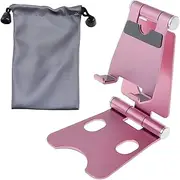 EZONEDEAL Cell Phone Stand for Desk Angle Height Adjustable Sturdy Aluminum Phone Holder Compatible with iPhone Stand, iPad Stand, Tablet Holder Mobile Phone, Android Smartphone, Desktop (Pink)