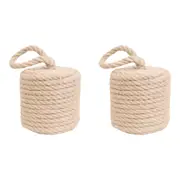 2x LVD Jute/Concrete Doorstop Rope Cyl w/ Looping Handle Door Stopper 12cm Nat