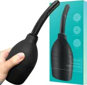 Douche Enema Bulb for Men or Women - with Anti Back-Flow and 8 Shower Black