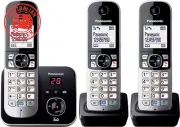 DECT Digital Cordless Phone with Built-In Answering Machine and 3 Handsets (KX-T