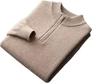 [Hamthuit] Men Zipper Collar Bottoming Shirt Knit Pullover Mock Neck Knitwear Sweater Long Sleeve Thick Sweater