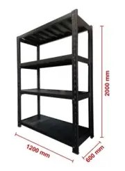1.2m L×2m H×0.6m D Heavy Duty Shelving Garage Warehouse Storage Metal Rack