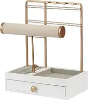 TANG SONG Multi-Functional Drawer Storage Rack Necklace Display Stand Necklace Bracelets Earring Chains Organizer Holder for Home (White)