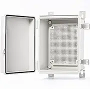 QILIPSU Hinged Cover Stainless Steel Latch 220x170x110mm Junction Box with Mounting Plate, Universal IP67 Project Box Waterproof DIY Electrical Enclosure, ABS Plastic Grey (8.6"x6.7"x4.3" SSL)