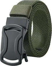 [LionVII] Elastic Ratchet Men Belts, 1 3/8" Stretch Belt for Men with Automatic Buckle for Men, Adjustable Trim to Fit 27-46" Waist