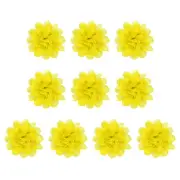 10Pcs 3.9" Chiffon Flowers Fabric Flower Sewing Fabric Appliques Yellow