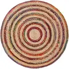 Rug Round Natural Jute & Cotton Reversible Carpet Floor Modern Living Area Rugs