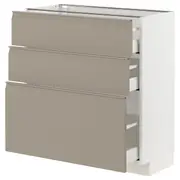 METOD / MAXIMERA base cabinet with 3 drawers, white/Upplöv matt dark beige, 80x37x80 cm