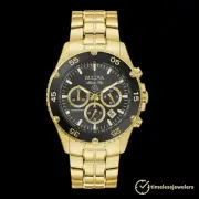Bulova Marine Star 98B406 Watch Black Gold-Tone Accents MEN NEW Movement0S20