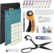 medoga 104Pcs Rotary Cutters, Rotary Cutter Set with Cutting Mat, Patchwork Ruler, Carving Knife, Rotary Cutter Kit for Sewing and Quilting