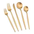 Matte Gold Silverware Set, 20 Piece Stainless Steel Cutlery Flatware Set, Kit...