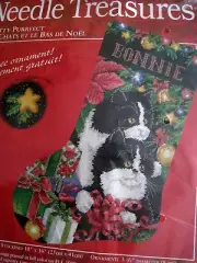 Christmas Needle Treasures Needlepoint Stocking Kit,PRETTY PURRFECT,Cat,6899,16"