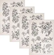 OLYCRAFT 4 Sheets Flower Ceramic Clay Transfer Paper Ceramic Decals 53x38cm Porcelain Underglaze Transfers Tile Decals Pottery Underglaze Paper for Pottery Enamel Decal - 0.01mm Thick