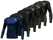 FDX Mens Compression Armour Base Layer Top Long Sleeve Thermal Gym Sports Shirt