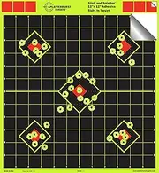12x12 Sight in Adhesive SPLATTERBURST Shooting Targets - Instantly See Your Shots Burst Bright Fluorescent Yellow Upon Impact! (10 Pack)