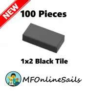 **NEW** 100x Genuine LEGO 1x2 Tiles - BLACK- 3069b Bulk Trans