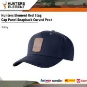 Hunters Element Red Stag Cap Panel Snapback Curved Peak - Navy #9420030055466