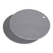 Silicone Trivet Mats 2pcs, Round honey-comb Drying Mat - Deep Gray, Light Gray