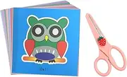 Children's Paper Cut Set, 1 Piece Craft Scissors Children, 96 Sheets Cartoon Paper Cuttings, Educational Toy, Preschool Learning Toy, Children's Safety Scissors for DIY Art, Scrapbook