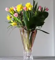 Vase 12 " Crystal Glass Pink Bud Vase Home Decor Bohemia Crystal Flower Vase