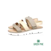 在飛比找momo購物網優惠-【GREEN PINE】一字寬版鞋帶撞色涼鞋淺灰色(0032