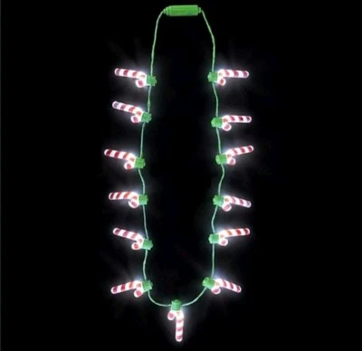 25" Light up CANDY CANE Necklace, Multi-Mode Flashing LEDs