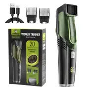 Vacuum Beard Trimmer for Men Mustache Trimmer with 20 Length and Styles Adjustable Built-in Vacuum Trimmer for Mustache