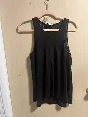 NWT American Eagle Women's L Semi Sheer Mesh Black Sleeveless Stretchy Tank Top