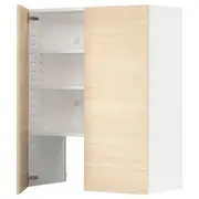 METOD wall cb f extr hood w shlf/door, white/Askersund light ash effect, 80x100 cm