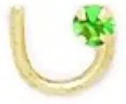 [JewelryWeb] 14ct Yellow Gold Green Round CZ Simulated Diamond Body Piercing Jewelry Nose Screw