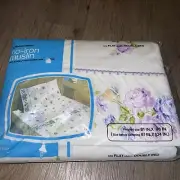 Vintage JC Penney No Iron Muslin Full Size Flat Double Sheet Purple Lavender NEW