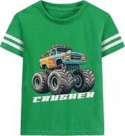 [Tkria] Boy Summer Shirt Short Sleeve Shirts Train Monster Truck Car Toddler Boys T-Shirt Clothes 1-7T