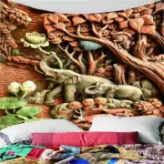 Elephant Long Nose Tree 3D Wall Hang Cloth Tapestry Fabric Decorations Decor