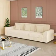 Advwin 5 Seater Sofa Corduroy Armchair Couch Lounge Comfy Sofa with Cushion Beige