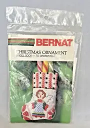 Bernat Cross Stitch Kit Christmas Ornament Angel Sock Vintage