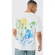Mens White Oversized Iced Out Back Print T-Shirt